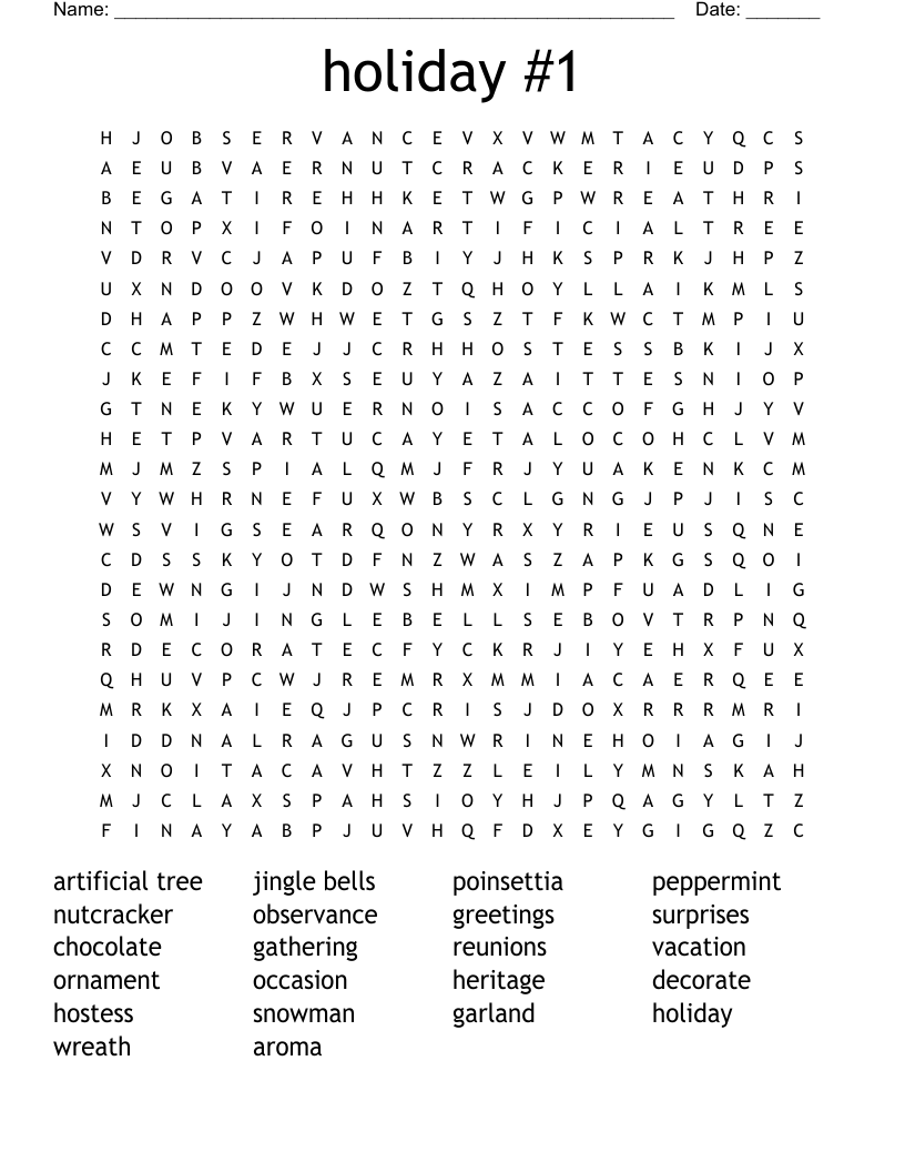 holiday #1 Word Search