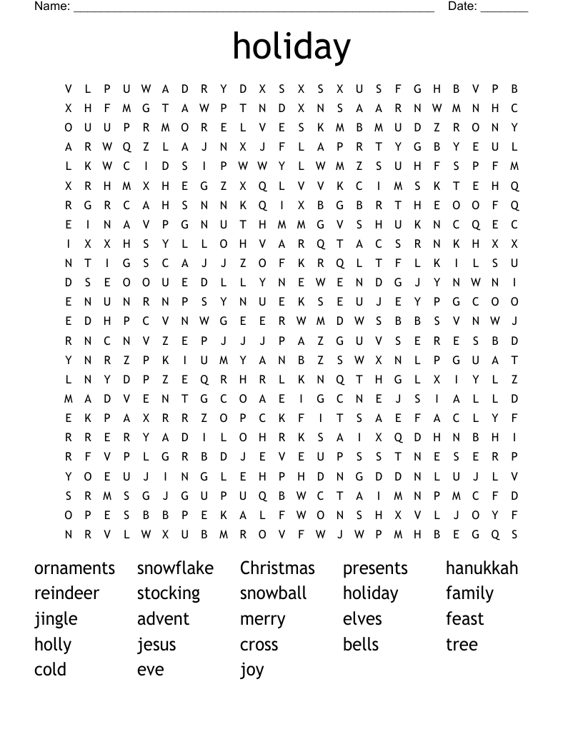 holiday Word Search