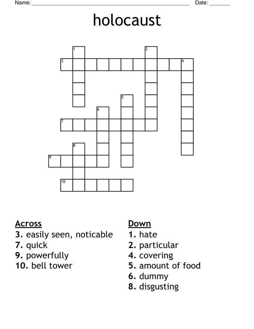 holocaust Crossword