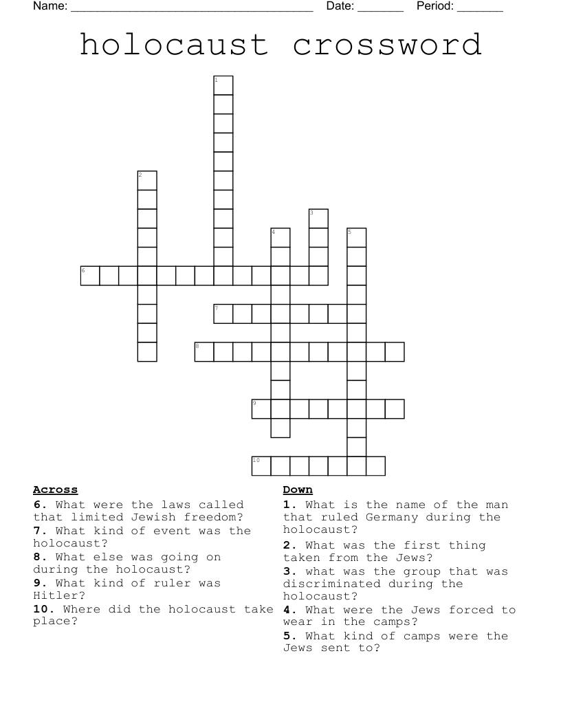 holocaust crossword