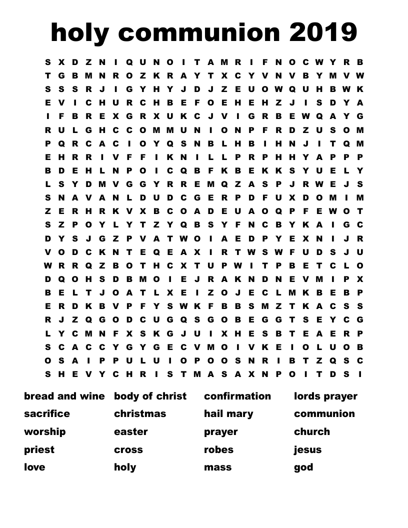 holy communion 2019 Word Search