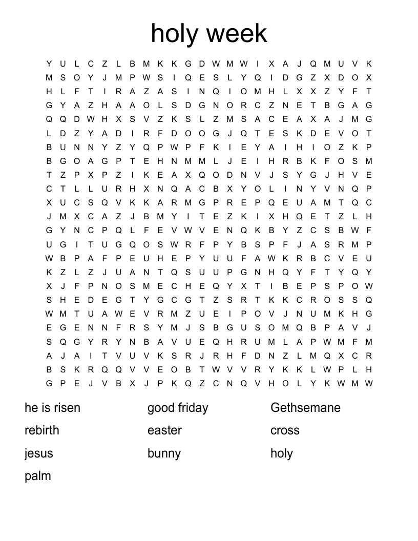 holy week Word Search