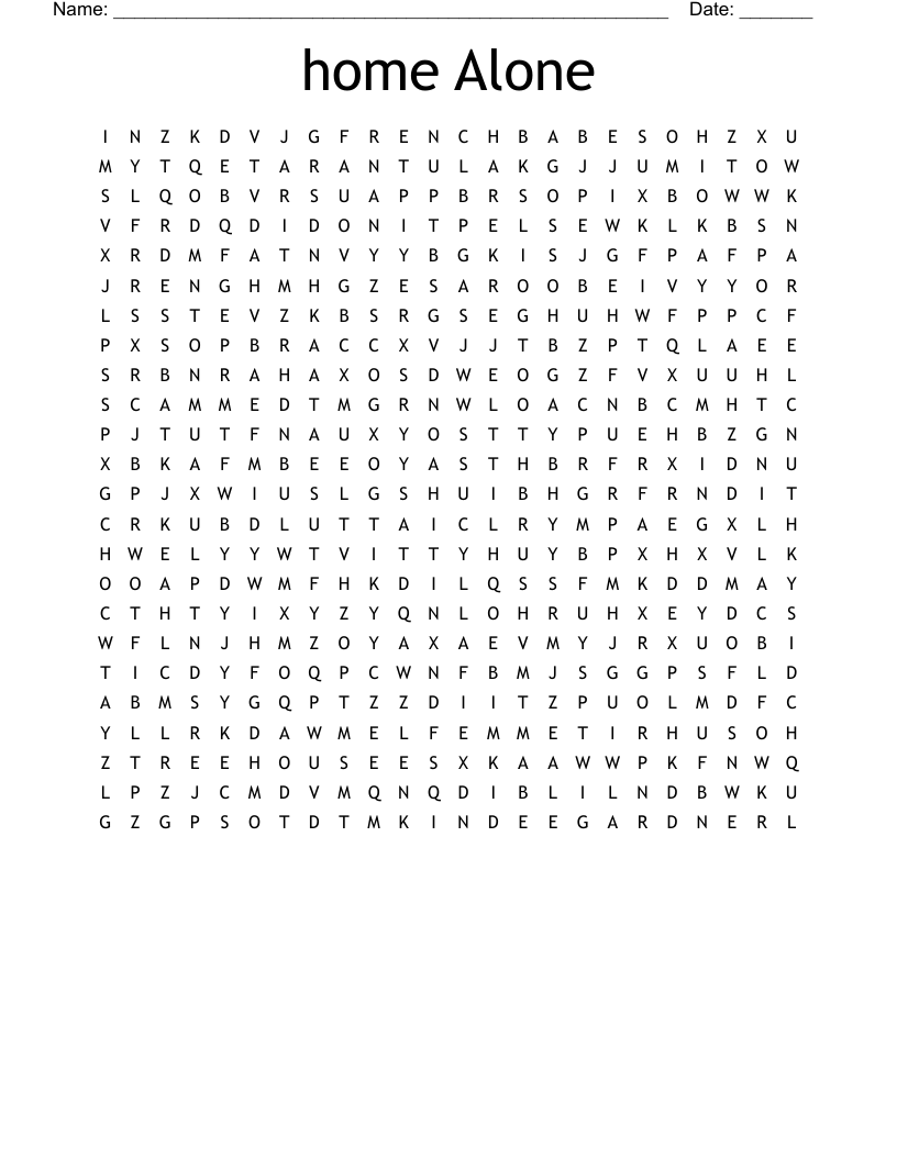 home Alone Word Search