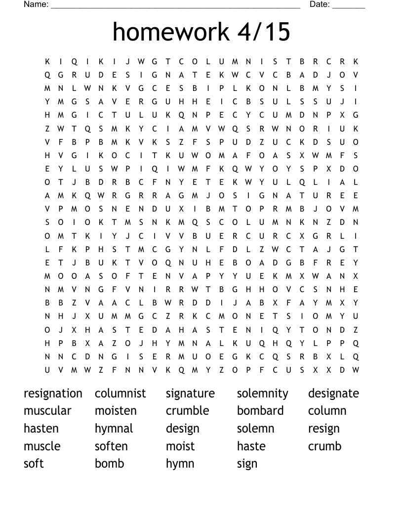 homework 4/15 Word Search