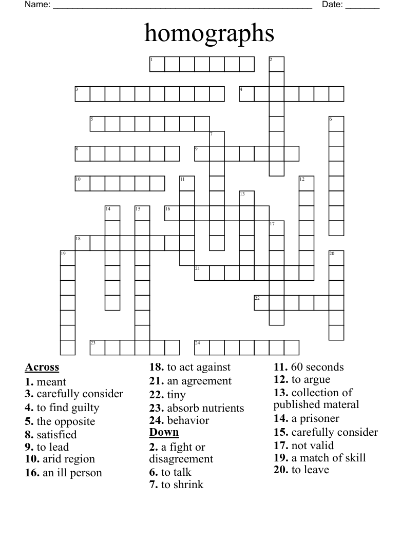 homographs Crossword