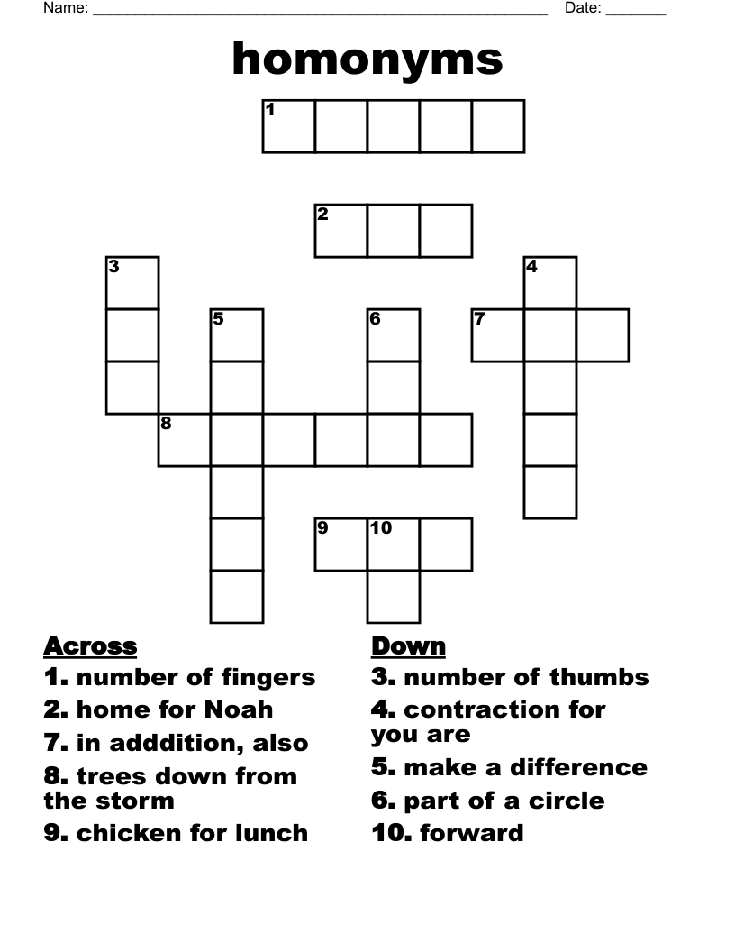 homonyms Crossword
