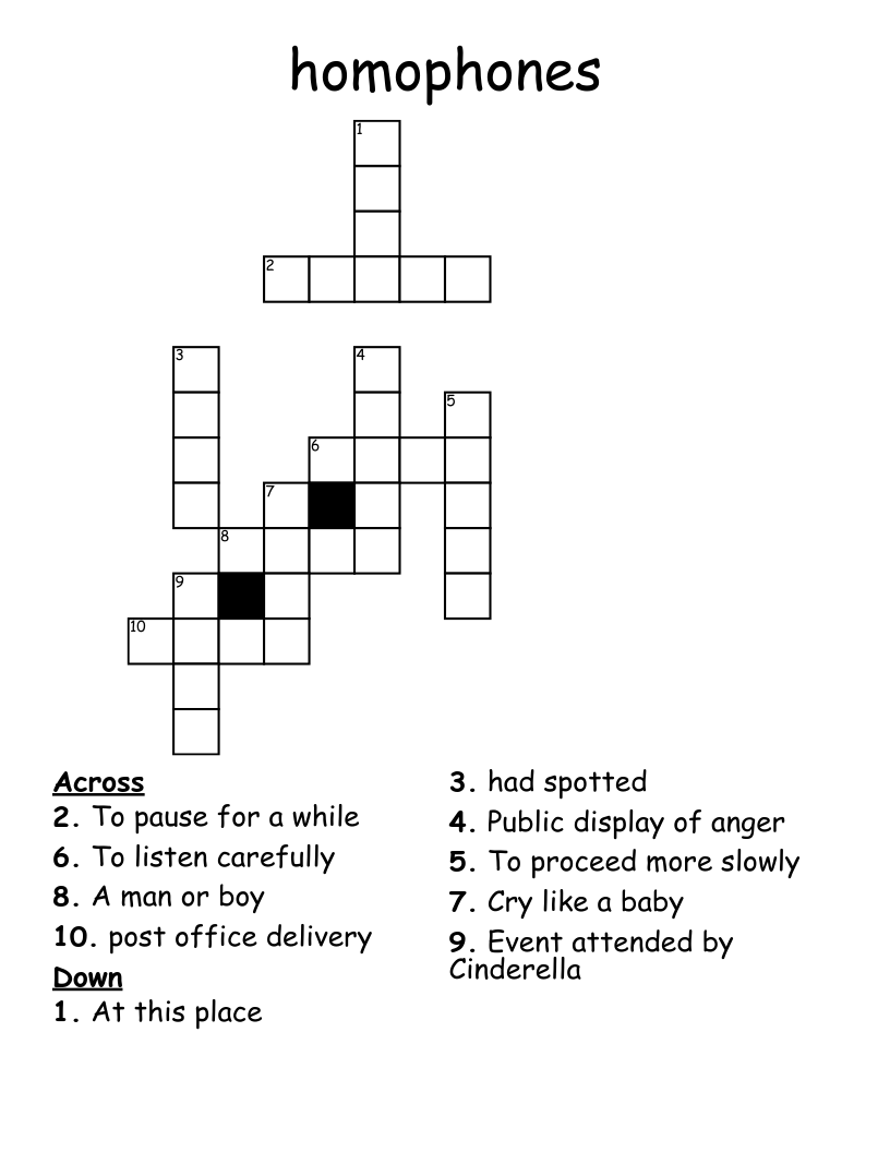 homophones Crossword