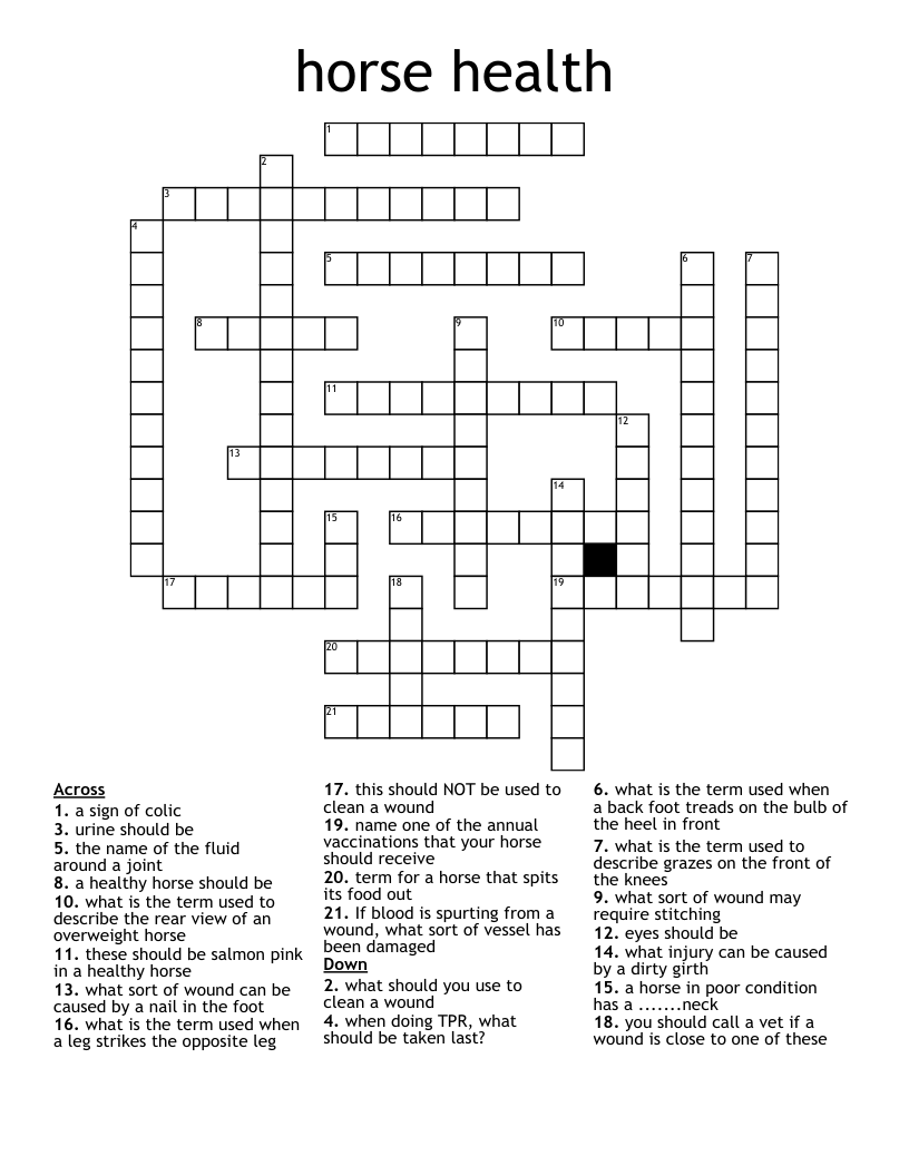 horse health Crossword