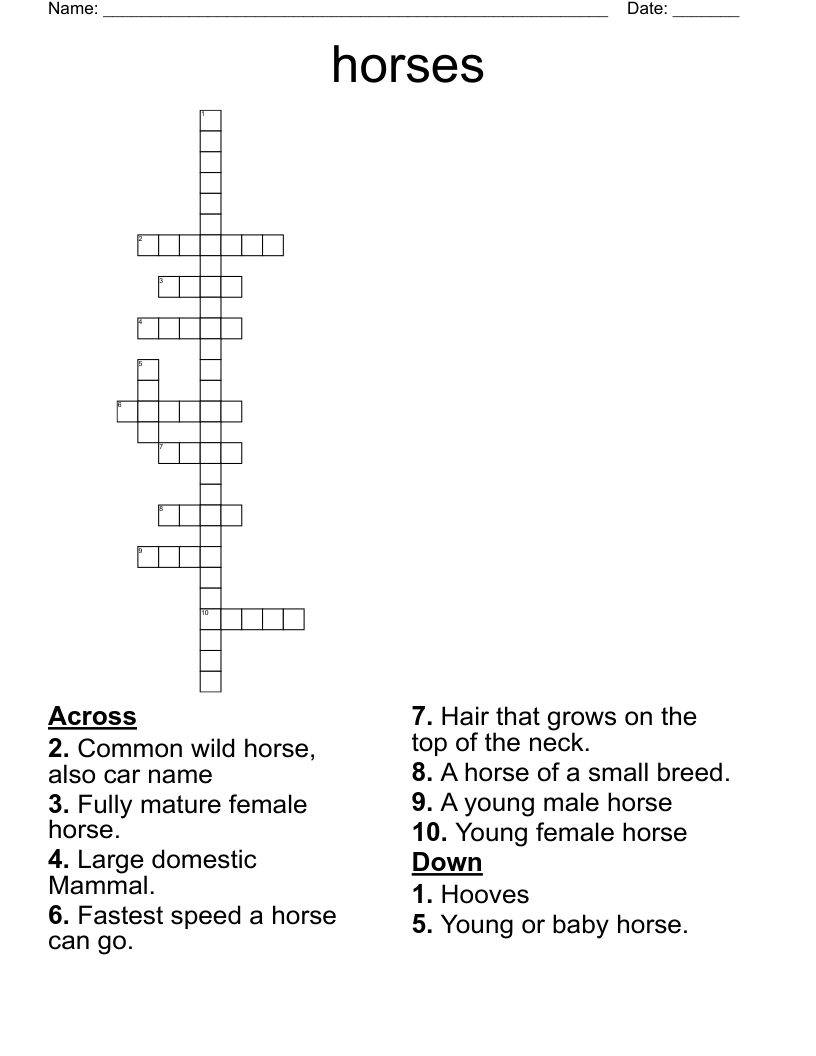 horses Crossword