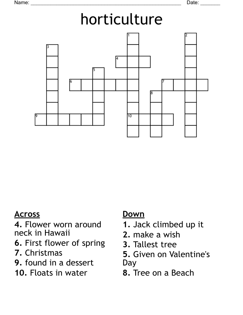 horticulture Crossword
