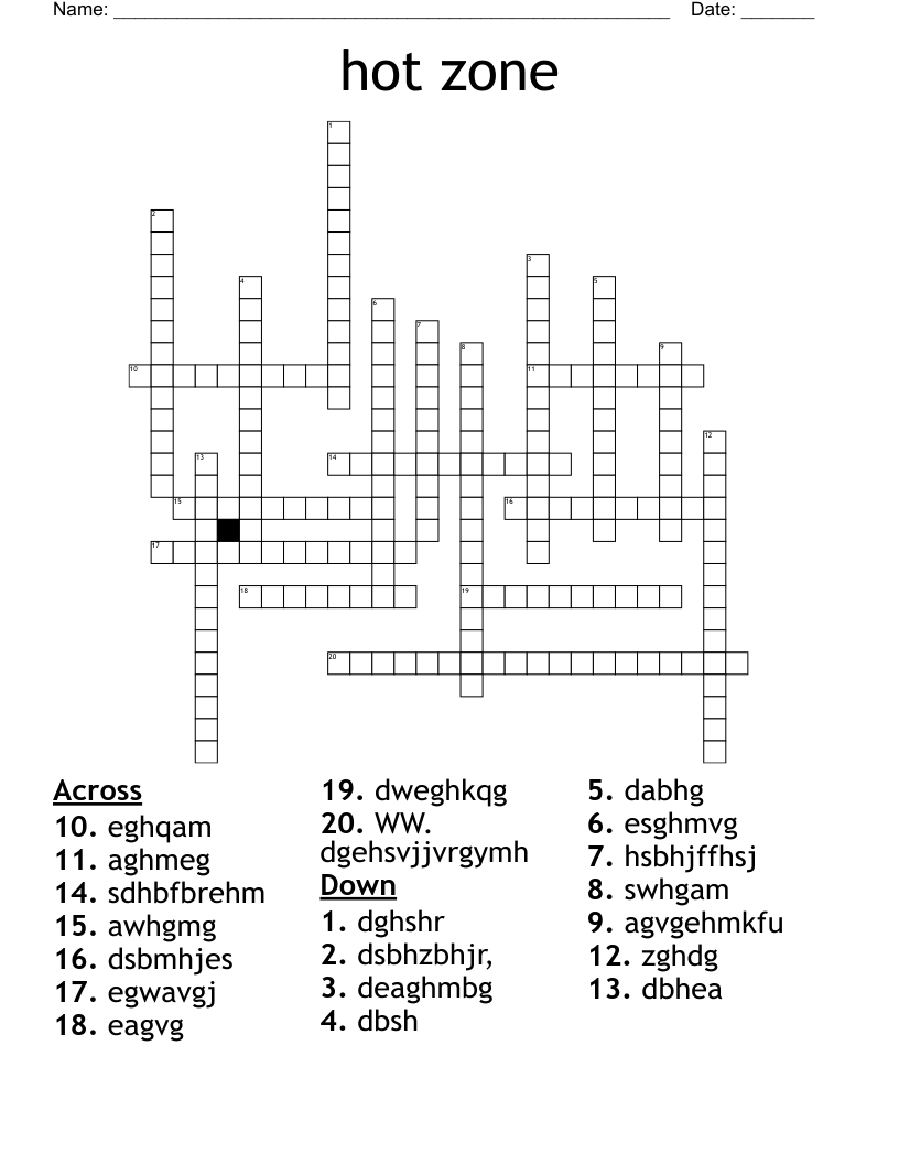 hot zone Crossword