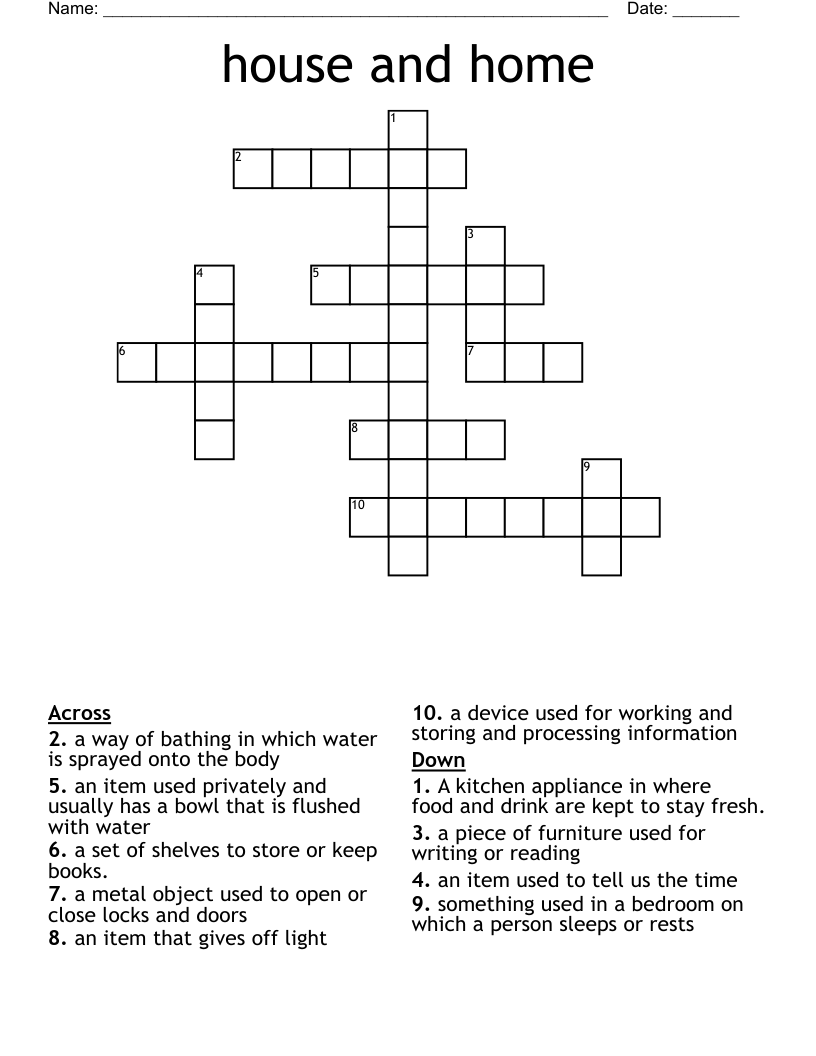 house and home Crossword