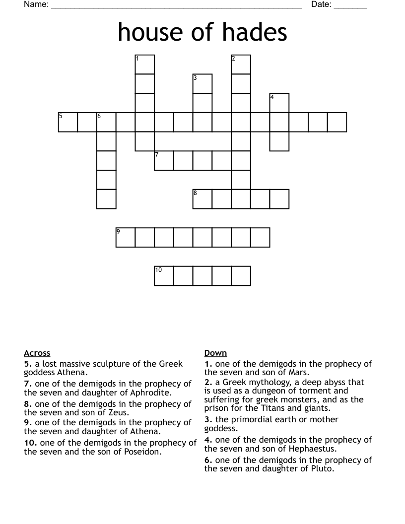 house of hades Crossword