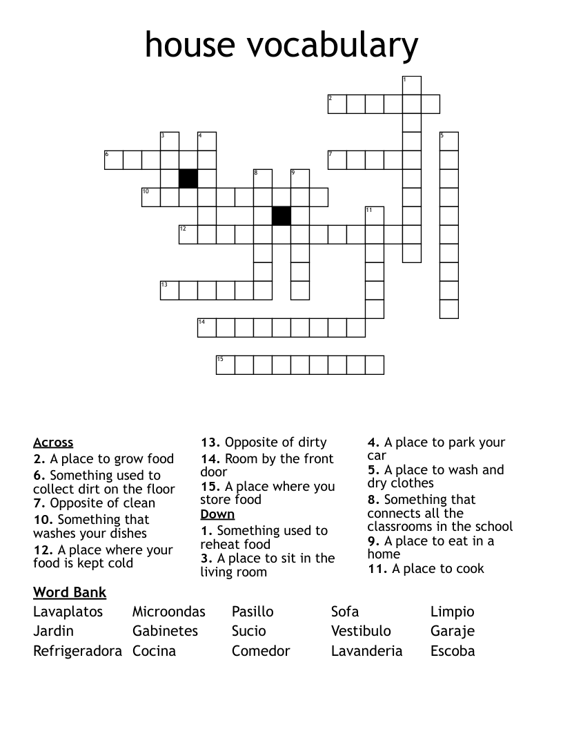 house vocabulary Crossword