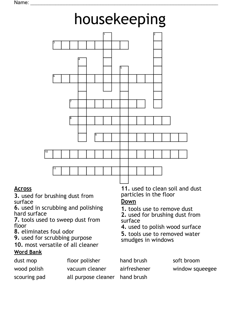 housekeeping Crossword