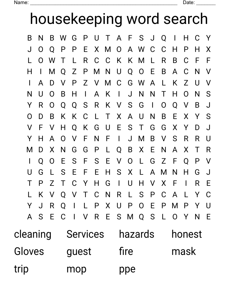 housekeeping word search