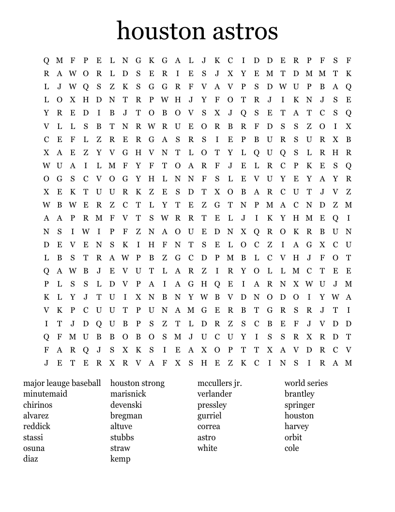 houston astros Word Search