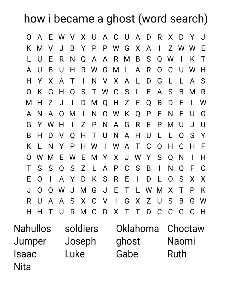 how i became a ghost (word search)