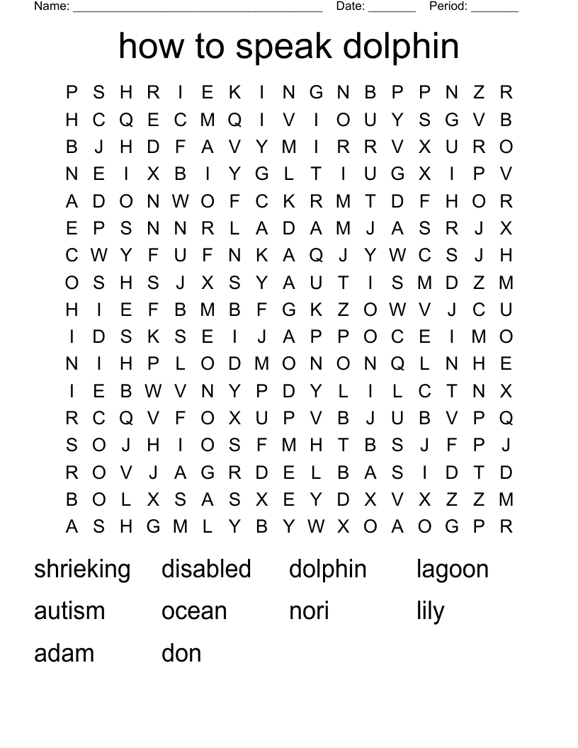 how to speak dolphin Word Search