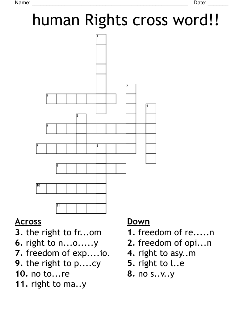 human Rights cross word!!