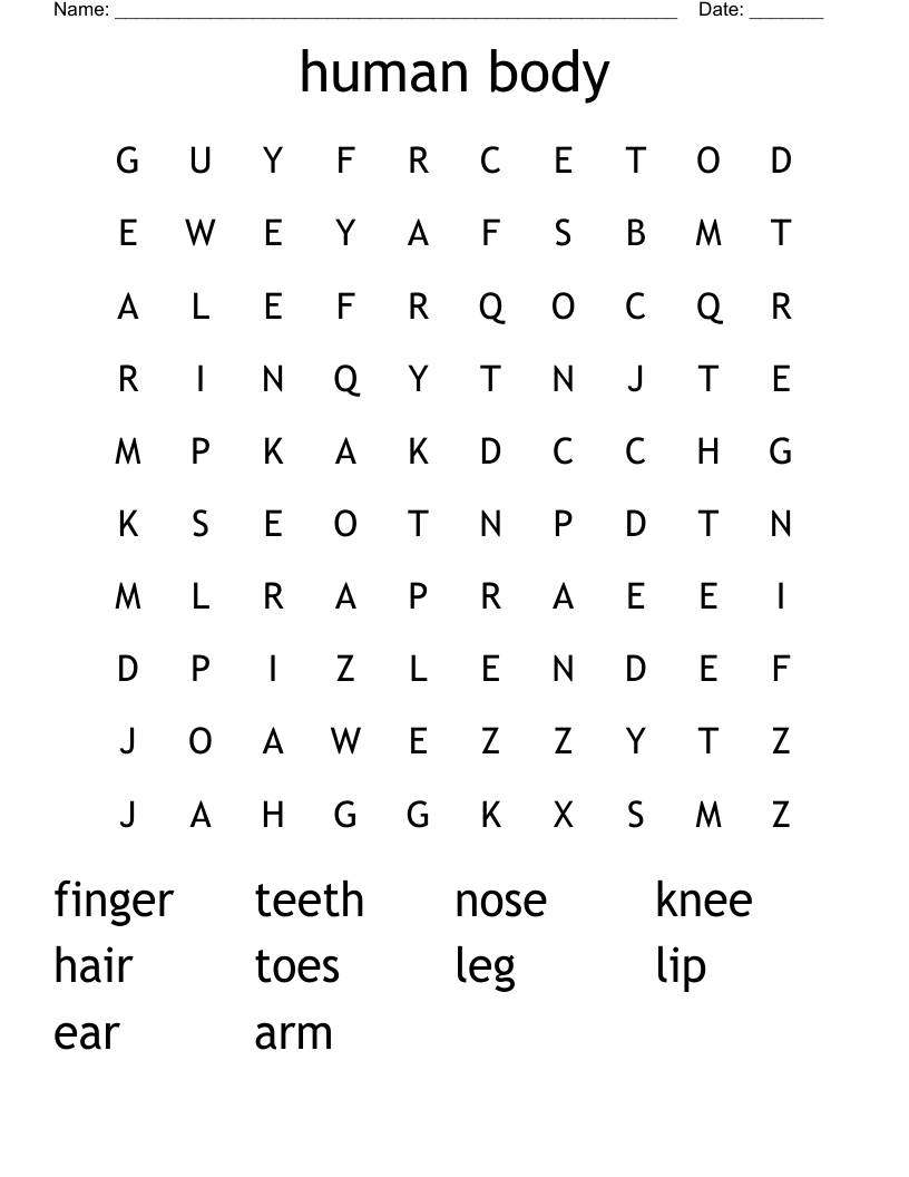 human body Word Search