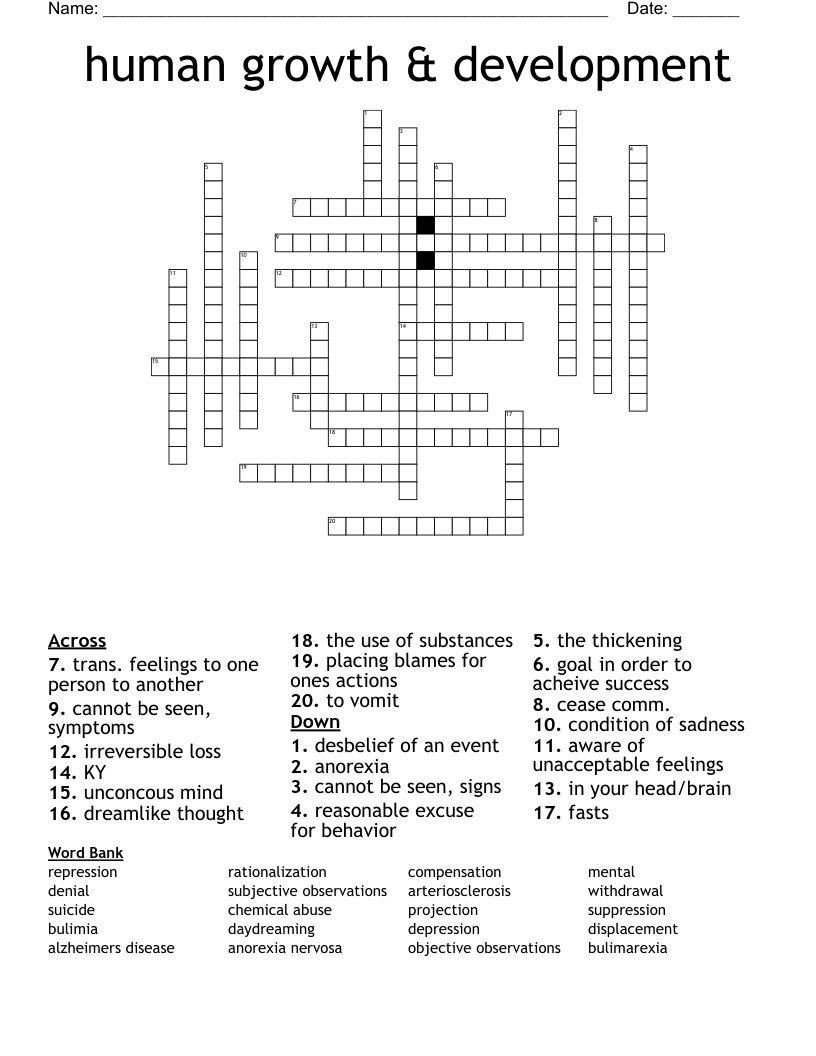 human growth & development Crossword