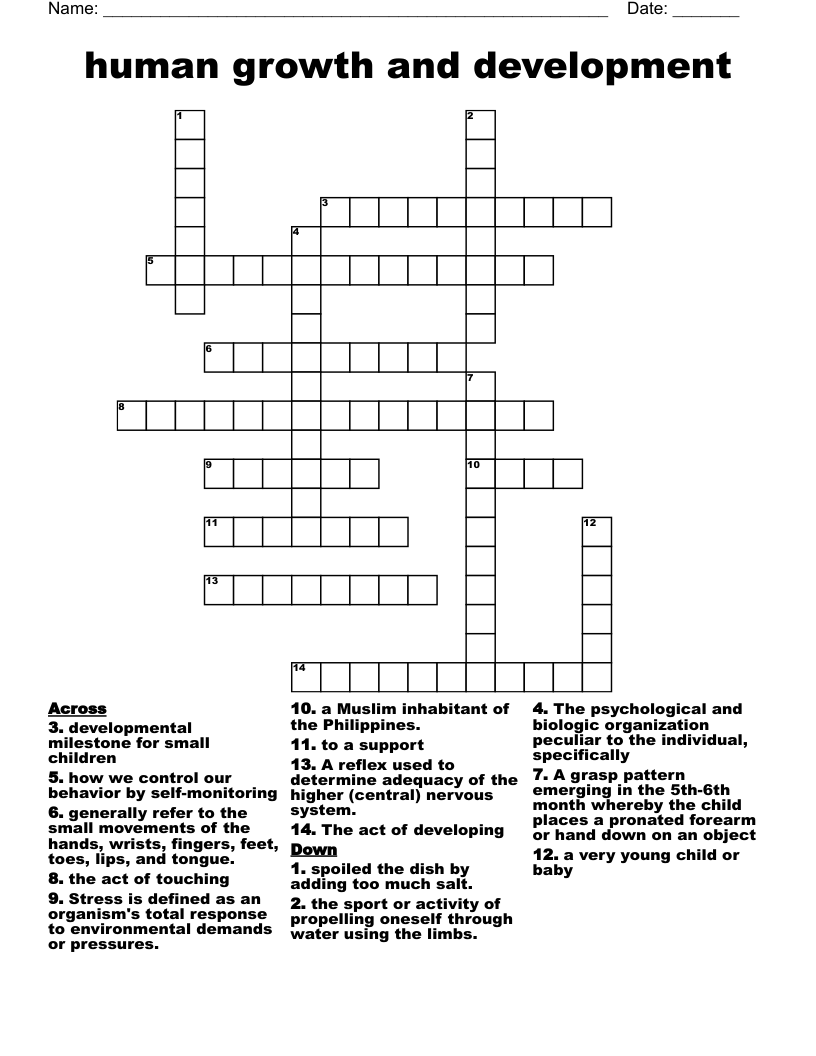 human growth and development Crossword