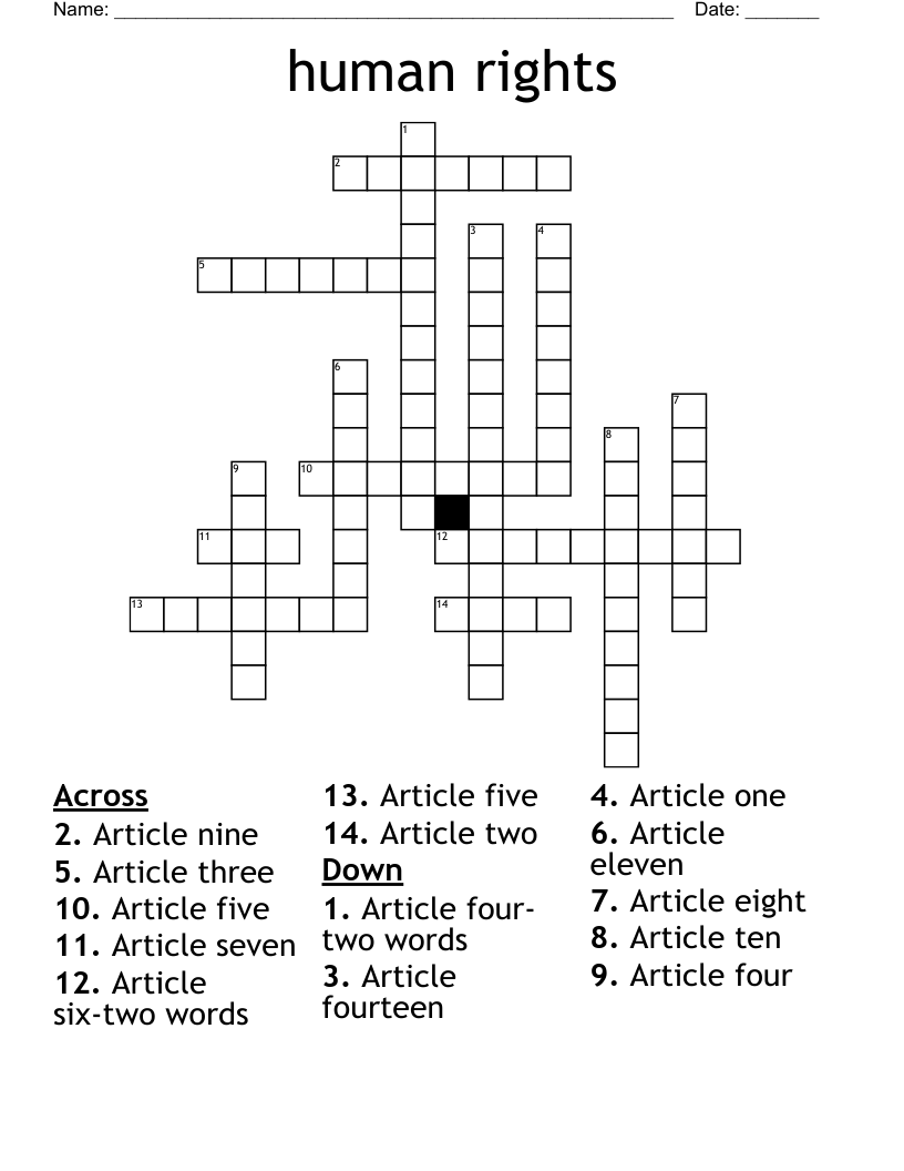 human rights Crossword