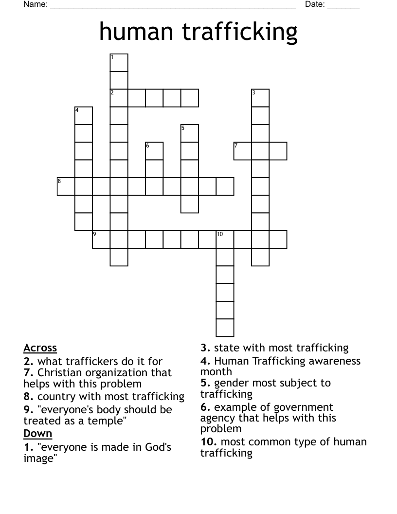 human trafficking Crossword