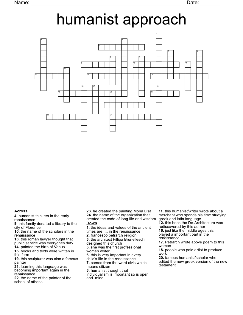 humanist approach Crossword