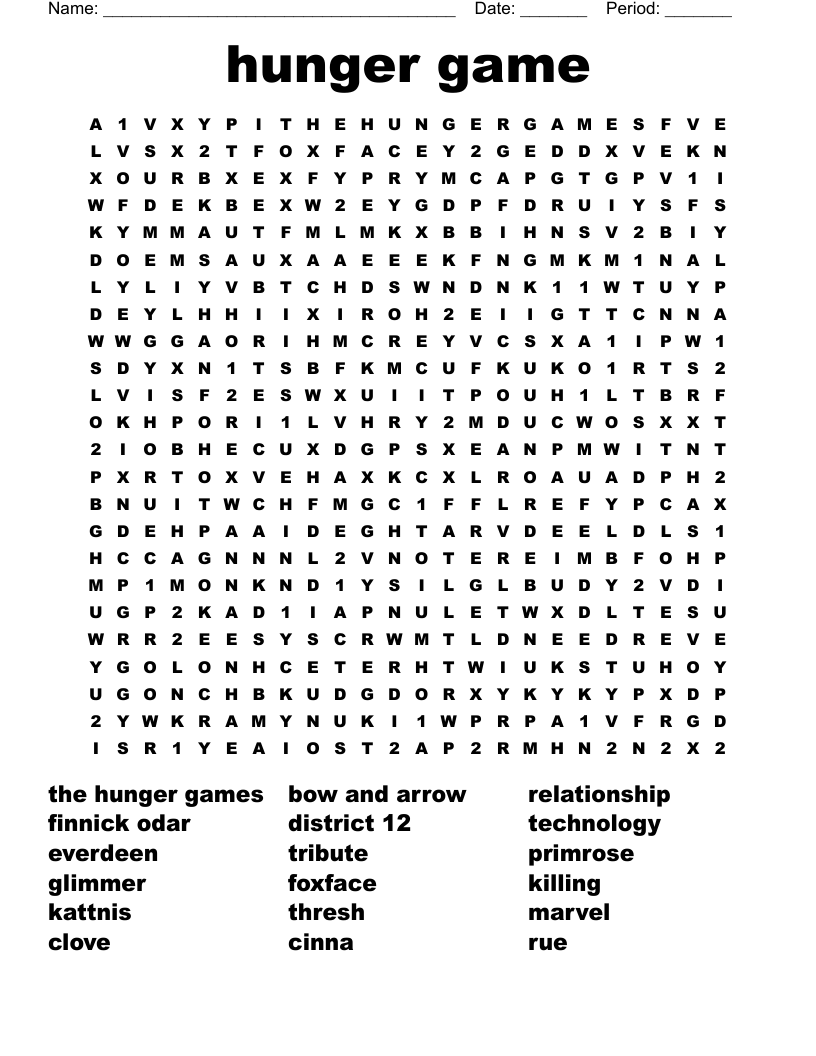 hunger game Word Search
