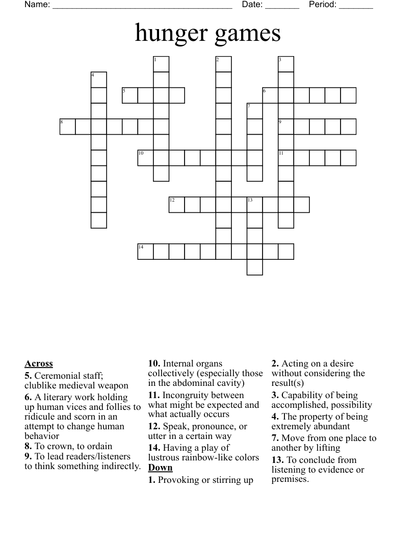 hunger games Crossword