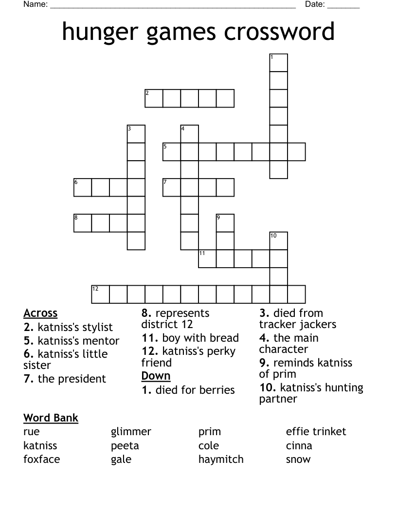 hunger games crossword