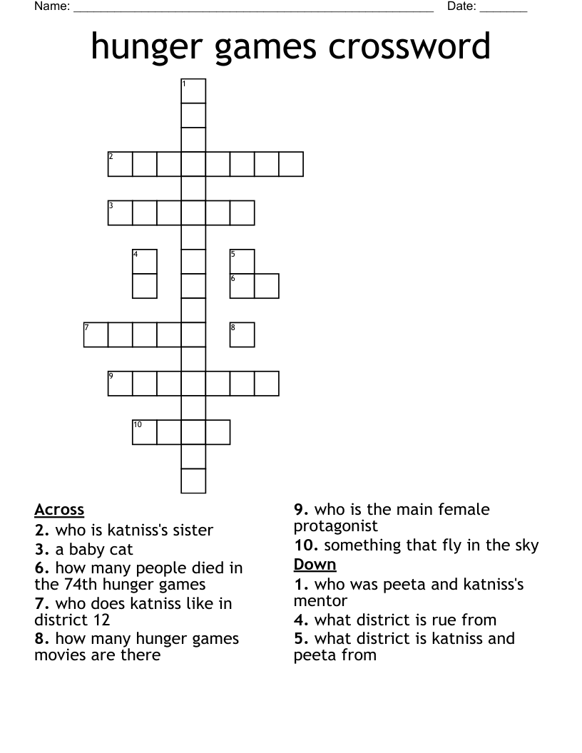 hunger games crossword