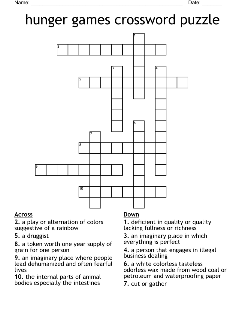 hunger games crossword puzzle