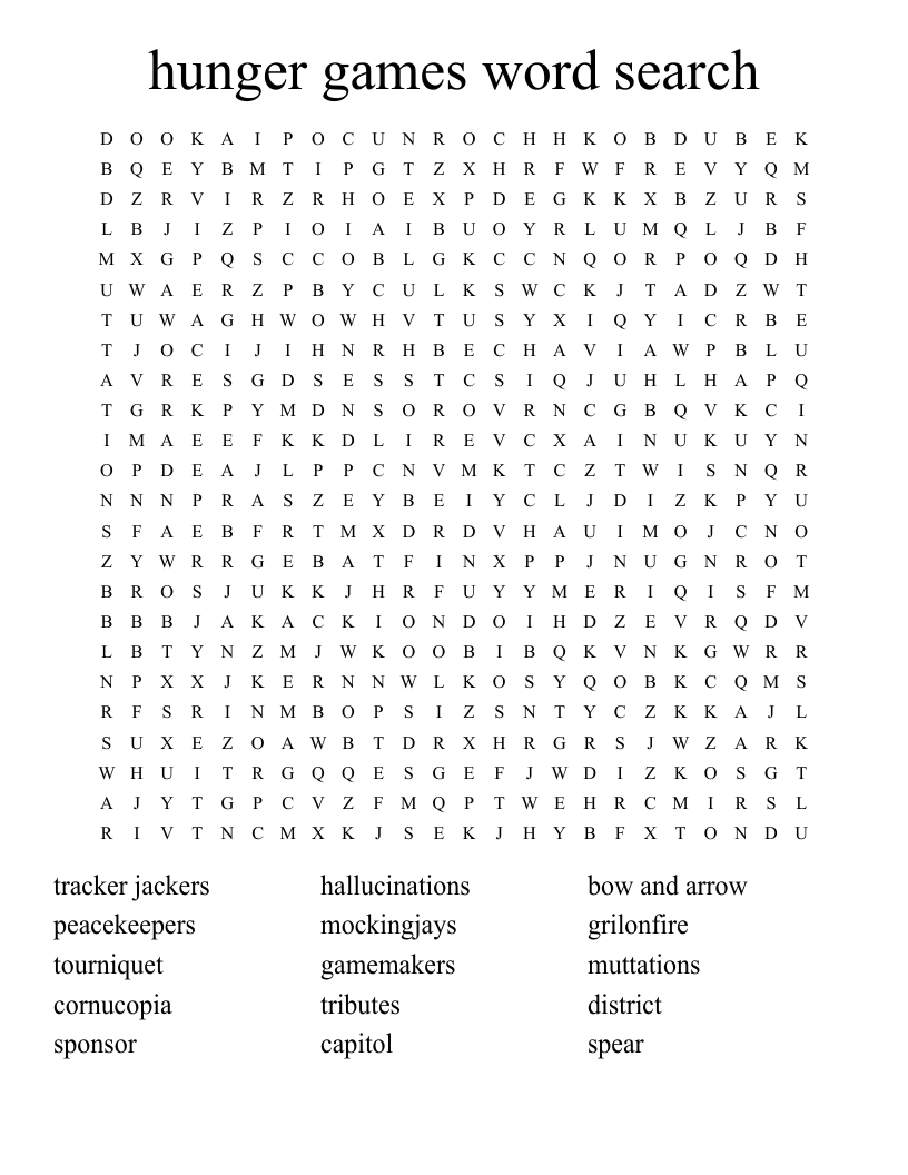 hunger games word search
