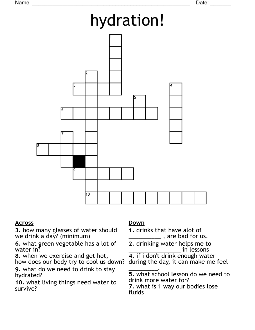 hydration! Crossword