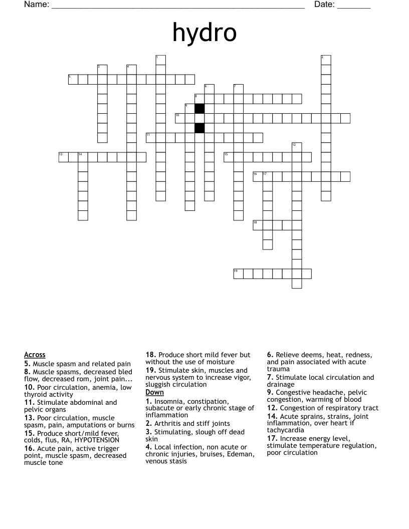 hydro Crossword