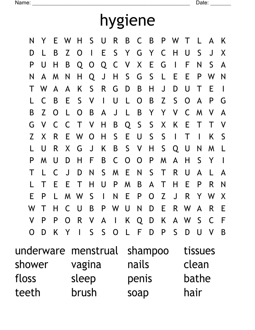 hygiene Word Search