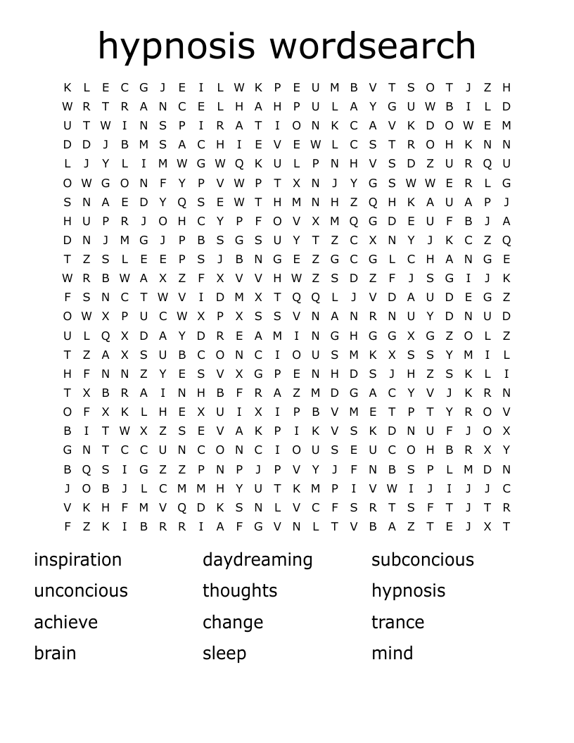 hypnosis wordsearch