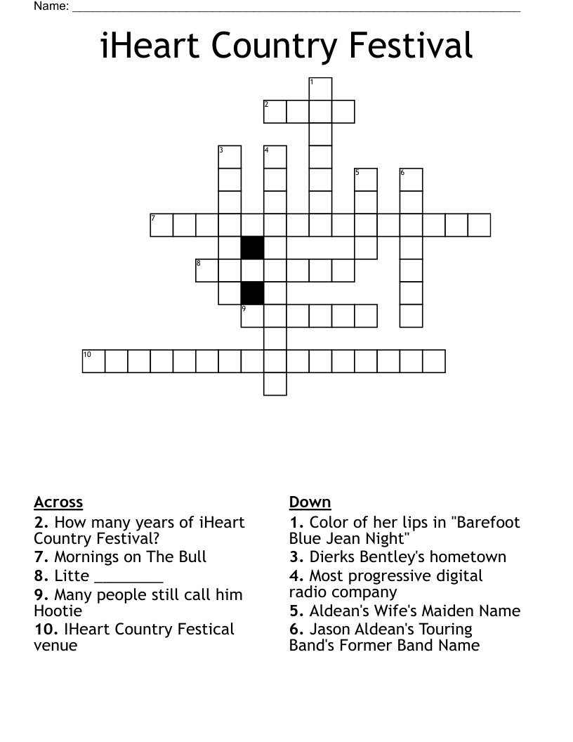 iHeart Country Festival Crossword