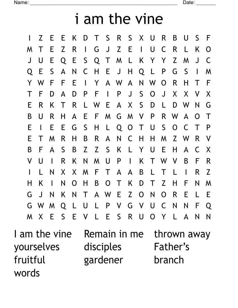 i am the vine Word Search