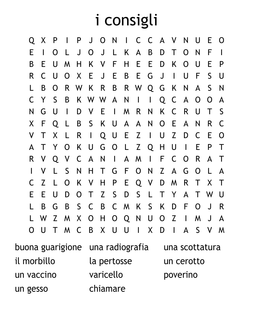 i consigli Word Search