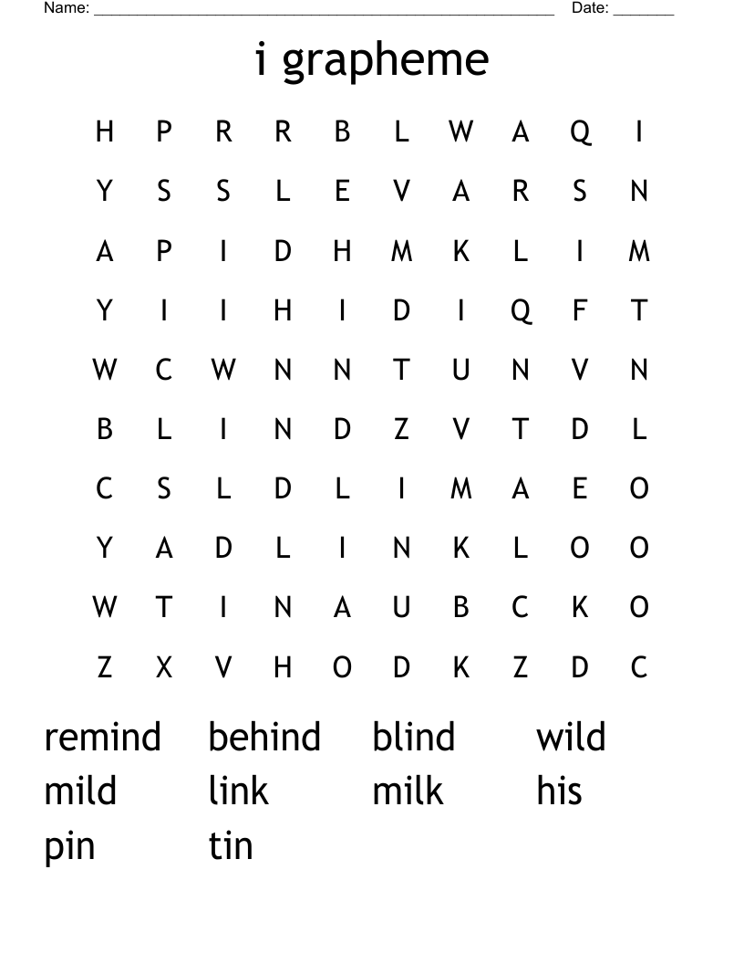 i grapheme Word Search