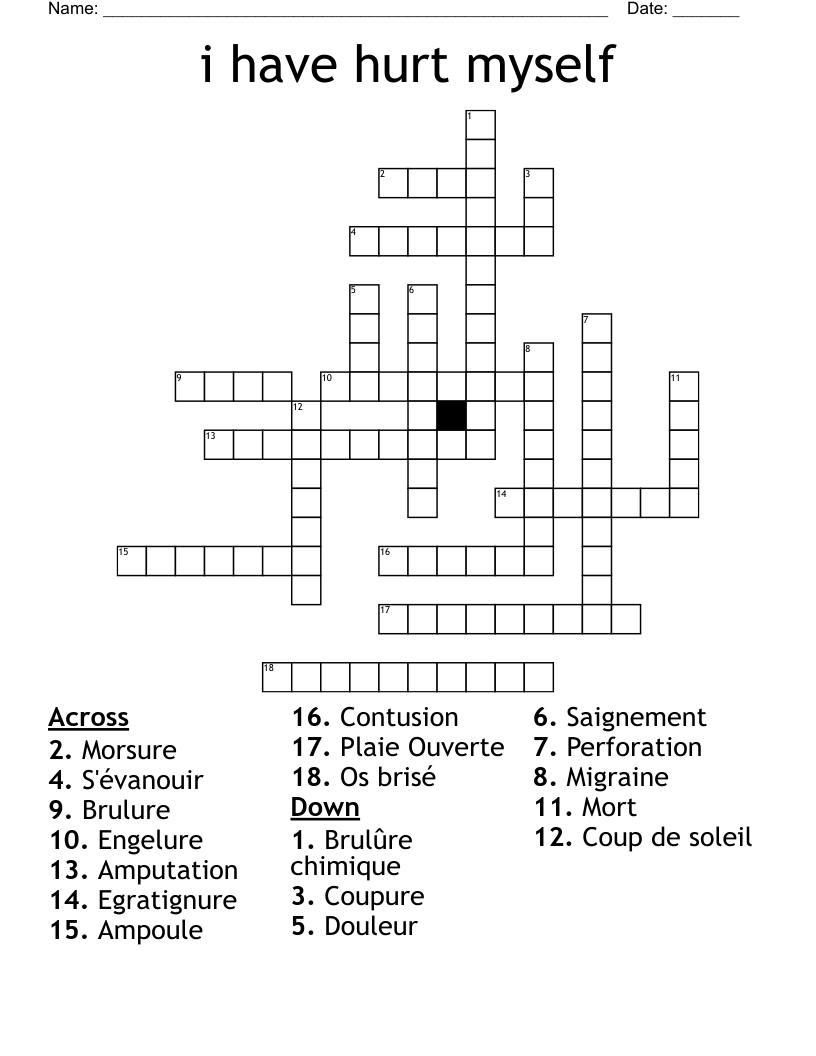i have hurt myself Crossword