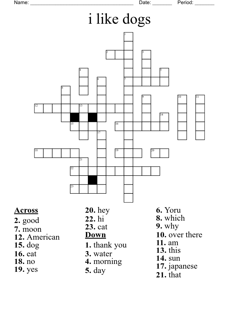 i like dogs Crossword
