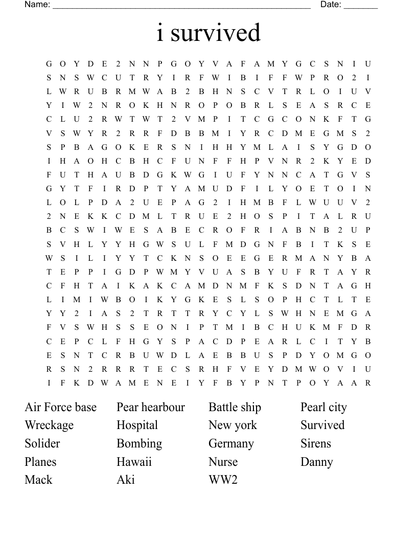 i survived  Word Search