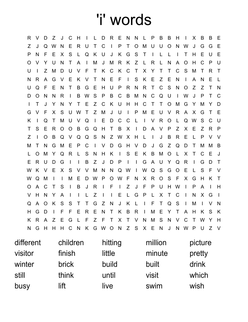 'i' words Word Search