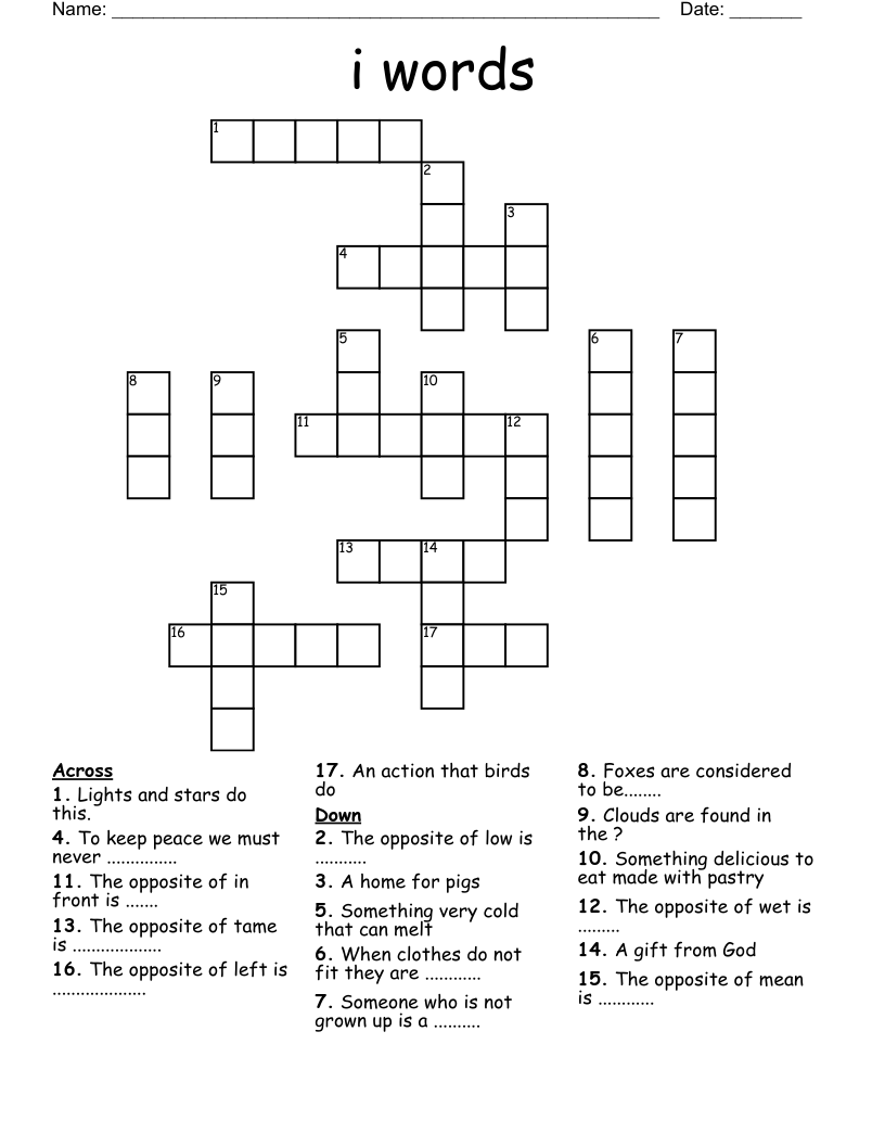i words Crossword