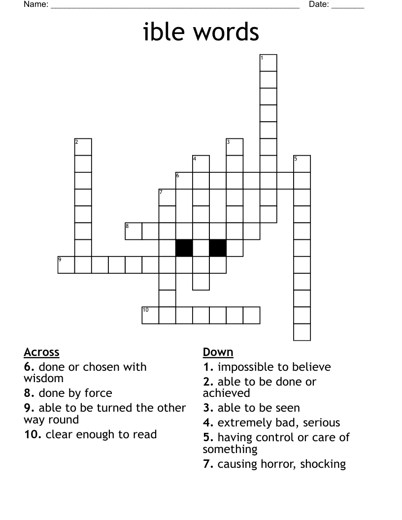 ible words Crossword